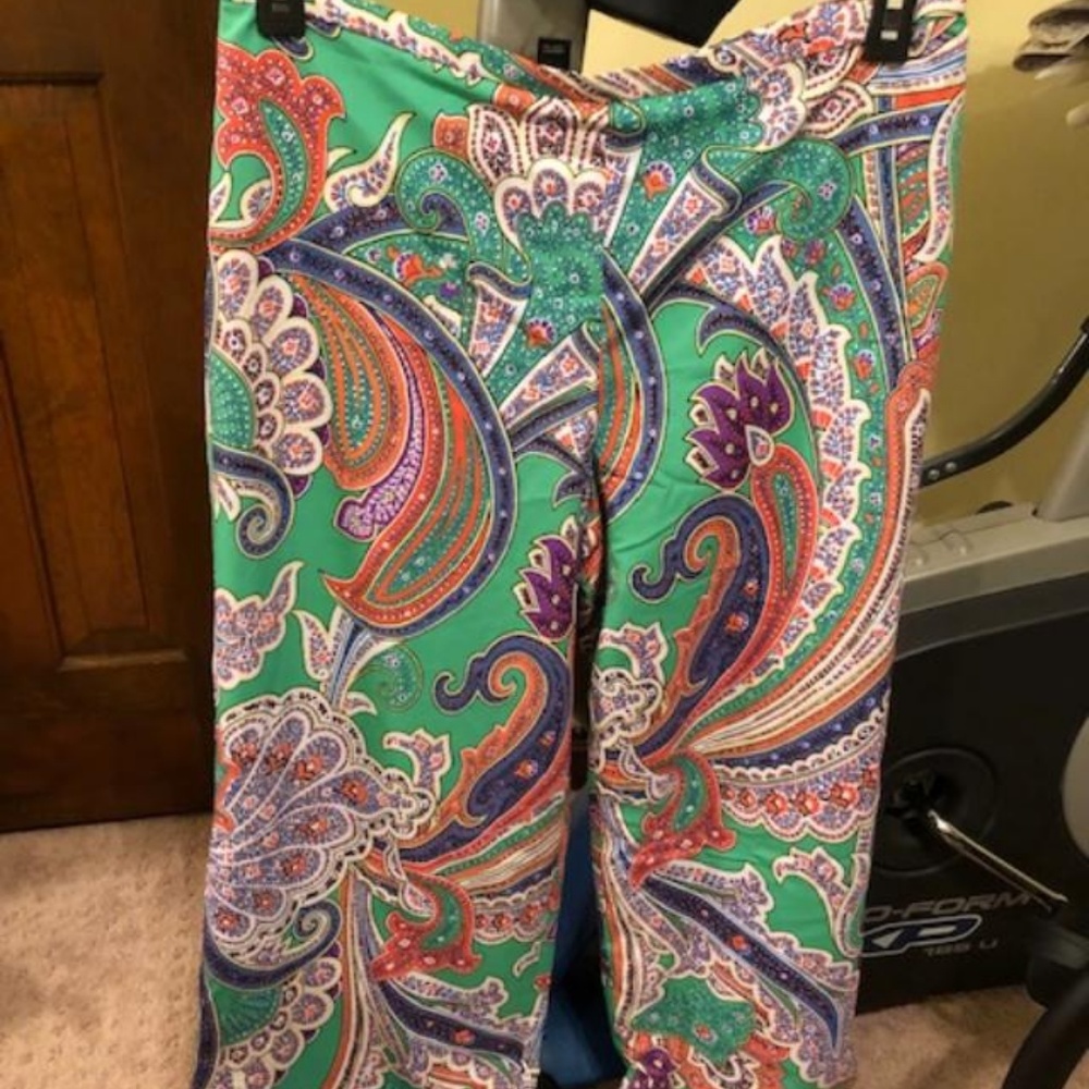 Ralph Lauren Women's Lined Paisley Flared Pants 10